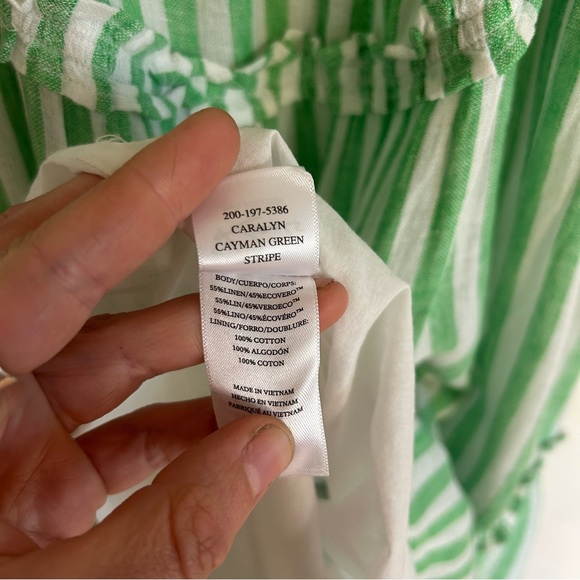 Rails Carolyn Tiered Babydoll Dress Cayman Green Stripe Beach Coastal Loose - Picture 14 of 15